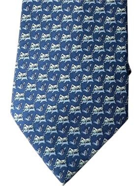 Vineyard Vines Navy Blue Silk Tie Grasshopper Cricket Insect Novelty Necktie